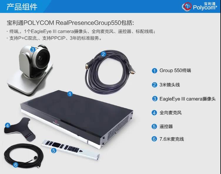 寶利通（Polycom）高清硬件視頻會(huì)議終端系列GROUP300/310/500/550/700等 Group 550-1080P